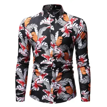 Long sleeve Social Shirt for Male Floral Casual Blouse Men Hawaiian Shirt Feather print Red Black New
Long sleeve Social Shirt for Male Floral Casual Blouse Men Hawaiian Shirt Feather print Red Black New