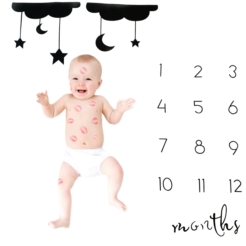 Фото Newborn Infant Baby Monthly Milestone Kids Blanket 12 Months Background Cloth Growth Souvenirs Mat Diaper Photo Props Shoots | Мать и