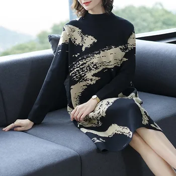 2019 Autumn Winter Warm Women Dress New Fashion Large Size Loose Medium-length Half High Collar Knit Women Sweater Dress
2019 Autumn Winter Warm Women Dress New Fashion Large Size Loose Medium-length Half High Collar Knit Women Sweater Dress