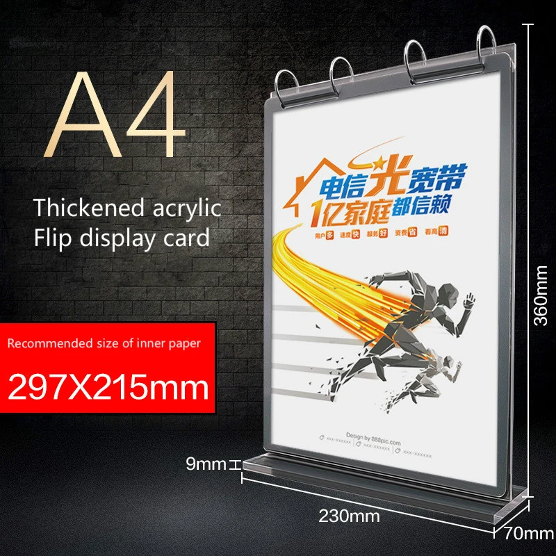 A4 Acrylic Pages Turning Menu Paper Sign Holder Stand Restaurant Table Price Label Listing Card Frame Display Racks
A4 Acrylic Pages Turning Menu Paper Sign Holder Stand Restaurant Table Price Label Listing Card Frame Display Racks