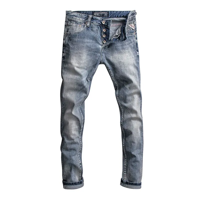 Italian Style Fashion Men Jeans Retro Light Blue Classical Buttons Pants Vintage Jeans Men High Quality Designer Slim Jeans
Italian Style Fashion Men Jeans Retro Light Blue Classical Buttons Pants Vintage Jeans Men High Quality Designer Slim Jeans