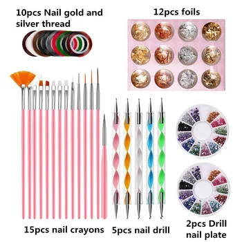 44Pcs Set Nail Art Brushes Pen Dotting Tools Manicure Set Rhinestones Pearl Bead Decoration Wheel Nail Foils Tinfoil
44Pcs Set Nail Art Brushes Pen Dotting Tools Manicure Set Rhinestones Pearl Bead Decoration Wheel Nail Foils Tinfoil