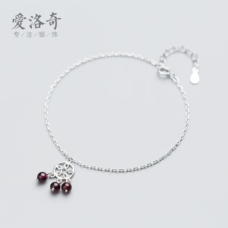 S925 Silver Anklet Women's Japanese And South Korean Style Simple Hollow out Flower Garnet Anklet Literature And Art Tassels jia
S925 Silver Anklet Women's Japanese And South Korean Style Simple Hollow out Flower Garnet Anklet Literature And Art Tassels jia