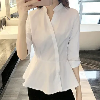 Women Blouse Stand Collar Half Sleeve Shirt 2019 New Irregular Button Decoration Up Elegant Lady Broadcloth Shirt
Women Blouse Stand Collar Half Sleeve Shirt 2019 New Irregular Button Decoration Up Elegant Lady Broadcloth Shirt
