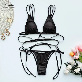 Sexy Micro Bikini Set Solid Low Waist Bandage Swimwear Women High Cut Bathing Suit Swimsuit New Halter Top Beachwear Biquini 
Sexy Micro Bikini Set Solid Low Waist Bandage Swimwear Women High Cut Bathing Suit Swimsuit New Halter Top Beachwear Biquini