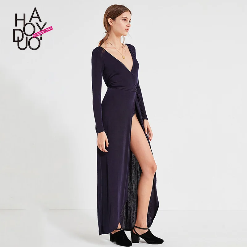 2020 Autumn New Style Europe And America Women's Simple Solid Color Sexy V-neck Waist Hugging Lace-up High Slit Dress Women's
2020 Autumn New Style Europe And America Women's Simple Solid Color Sexy V-neck Waist Hugging Lace-up High Slit Dress Women's