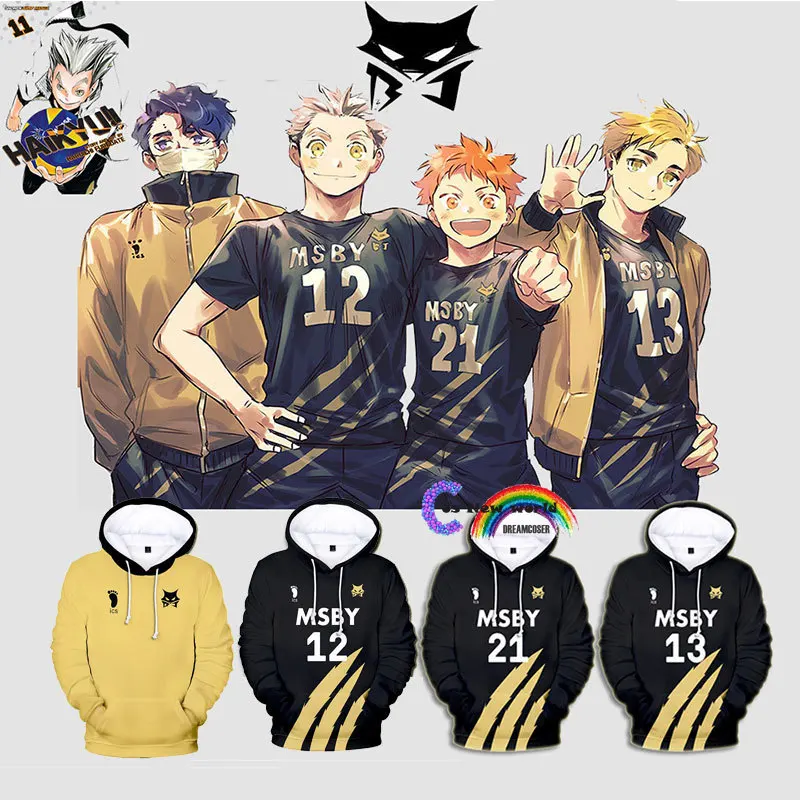 Anime Haikyuu Hoodie Sweatshirt Cosplay Hoody Hinata Shouyou MSBY Schweiden Adlers Hooded Hoodies Volleyball Uniform Pullover
Anime Haikyuu Hoodie Sweatshirt Cosplay Hoody Hinata Shouyou MSBY Schweiden Adlers Hooded Hoodies Volleyball Uniform Pullover