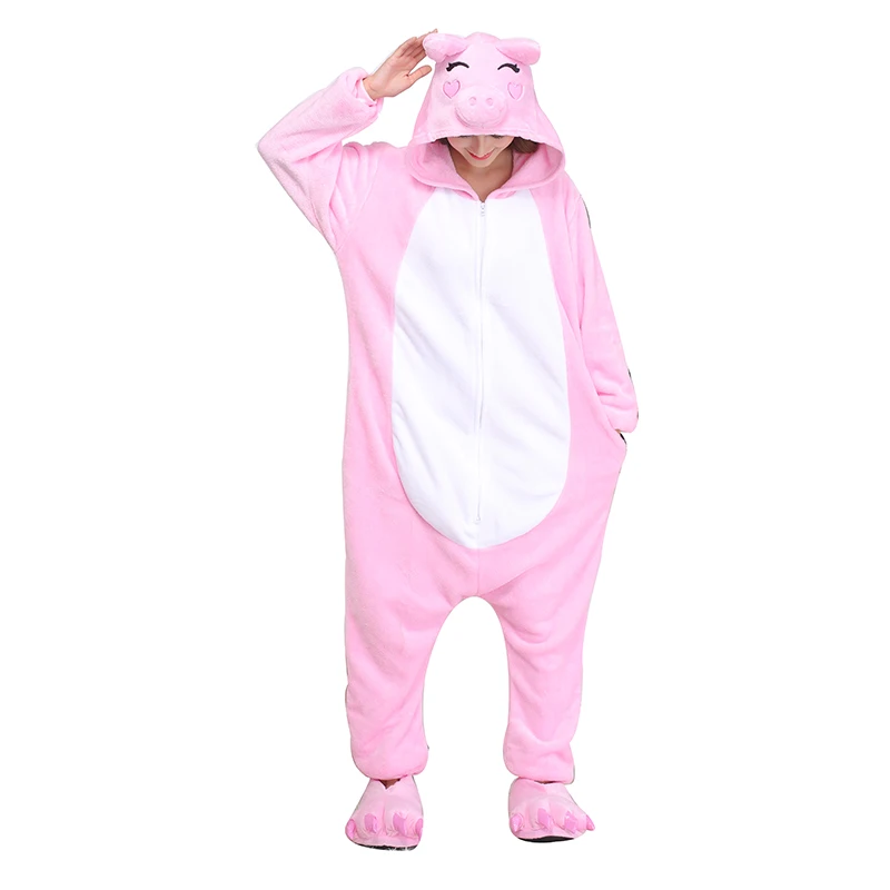 

Zippers Pig Onesies Cartoon Kigurumi For Girls Women Animal Pajama Jumpsuit Cartoon One-Piece Pijamas Halloween Cosplay Costume