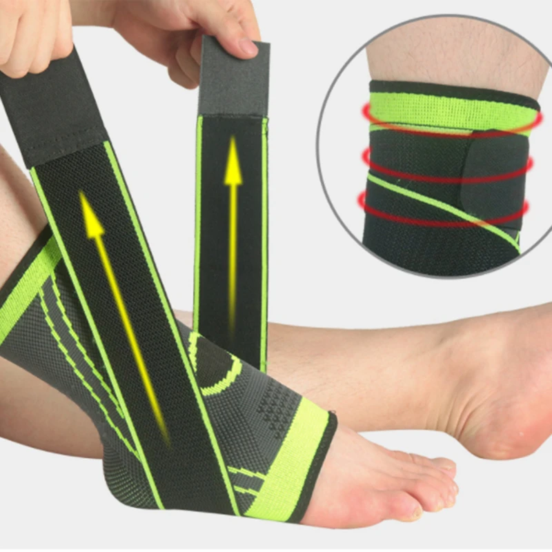 

1Pcs Nylon Pressurized Ankle Support Basketball Volleyball Sports Gym Badminton Ankle Brace Protector With Strap Belt Elastic