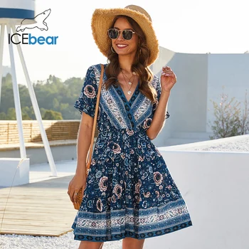 icebear 2020 summer European and American women's dress V-neck printed bohemian beach LYQ-2657
icebear 2020 summer European and American women's dress V-neck printed bohemian beach LYQ-2657