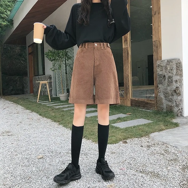 Women's Retro Hong Kong Style Corduroy Shorts Women's 2020 Autumn and Winter Elastic Waist Loose Casual Wide Leg Shorts
Women's Retro Hong Kong Style Corduroy Shorts Women's 2020 Autumn and Winter Elastic Waist Loose Casual Wide Leg Shorts