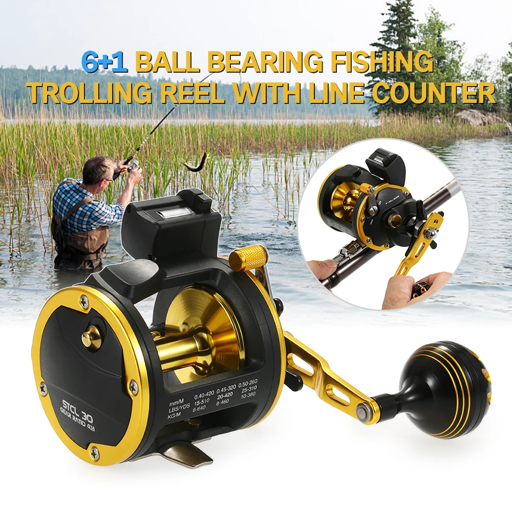 7 BBs Fishing Trolling Reel with Line Counter Alarm Right/Left Hand Casting Sea Fishing Reel Saltwater Baitcasting Reel KC168
7 BBs Fishing Trolling Reel with Line Counter Alarm Right/Left Hand Casting Sea Fishing Reel Saltwater Baitcasting Reel KC168