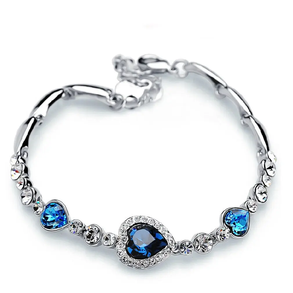 korean love crystal bracelet fashion ocean heart