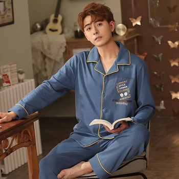 Men Pyjama Set Soft Long Seleeve 2 Pcs Sleepwear Suit 2020 New Male Sleep Clothing Night Home Wear Casual Pajama Pijama Hombre