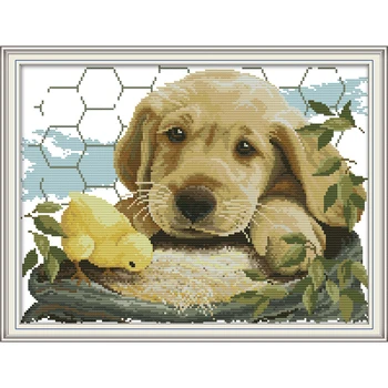 Joy Sunday Dog love Chinese cross stitch kits Ecological cotton clear 11 14CT stamped printed DIY wedding decoration for home 
Joy Sunday Dog love Chinese cross stitch kits Ecological cotton clear 11 14CT stamped printed DIY wedding decoration for home