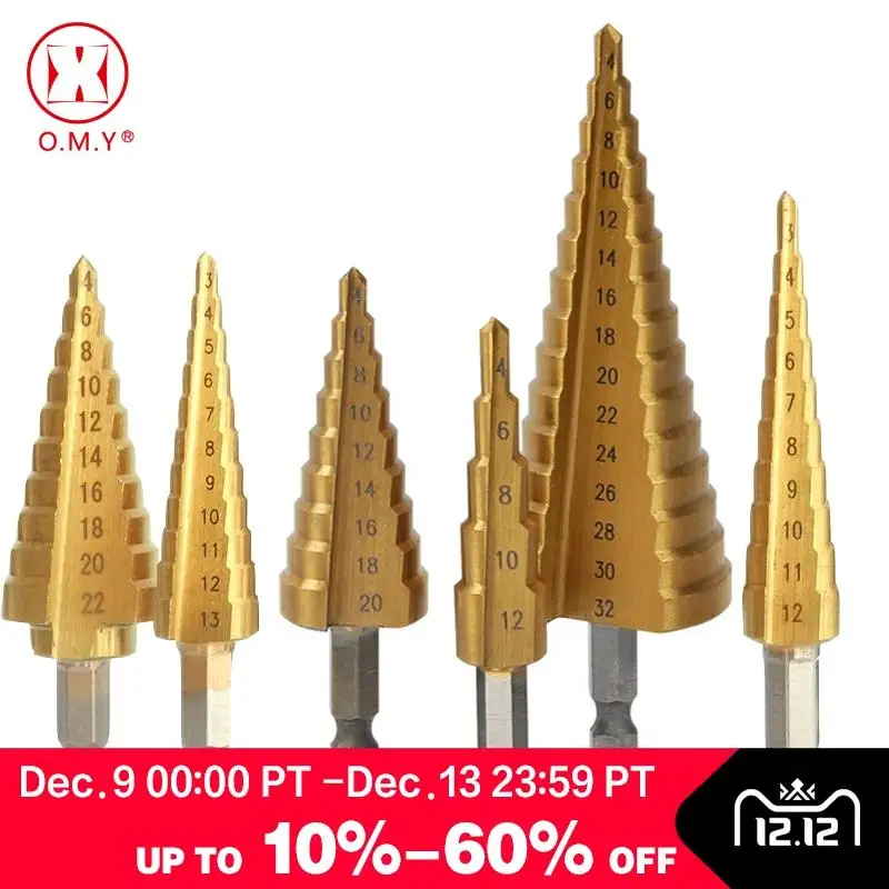 Step Drill Bit Spiral Flute HSS Steel Cone Titanium Coated Mini Drill Bit Tool Set Hole Cutter 3-12/13mm 4-12/20/22/32mm
Step Drill Bit Spiral Flute HSS Steel Cone Titanium Coated Mini Drill Bit Tool Set Hole Cutter 3-12/13mm 4-12/20/22/32mm