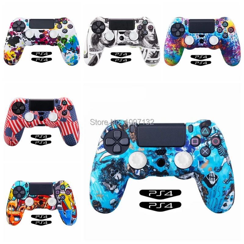 Силиконовый чехол Защитный для Sony Playstation 4 PS4 контроллер с джойстиком ручка шапки