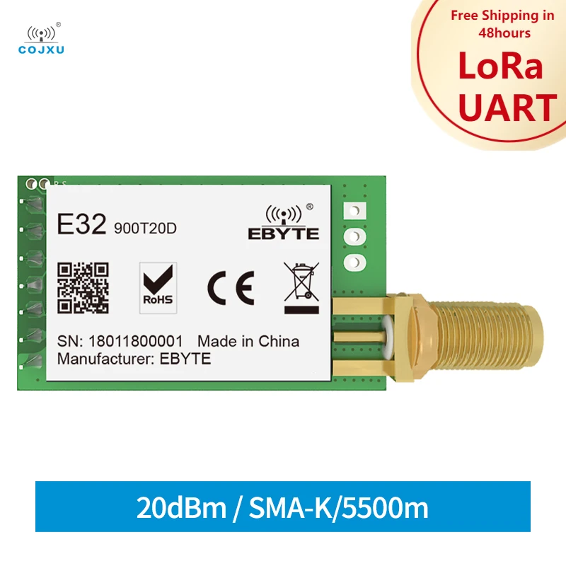 LoRa SX1276 Module RF UART 868/915MHz E32-900T20D-V8.X 20dBm 5.5km Wireless Transceiver Transmitter Receiver For IOT | Мобильные