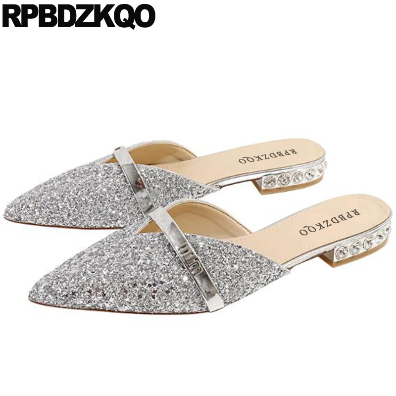 2019 Crystal Rose Gold Latest Rhinestone Pointed Toe Silver Bling Mules Autumn Spring Sequins Single Shoes Women Chinese Flats
2019 Crystal Rose Gold Latest Rhinestone Pointed Toe Silver Bling Mules Autumn Spring Sequins Single Shoes Women Chinese Flats