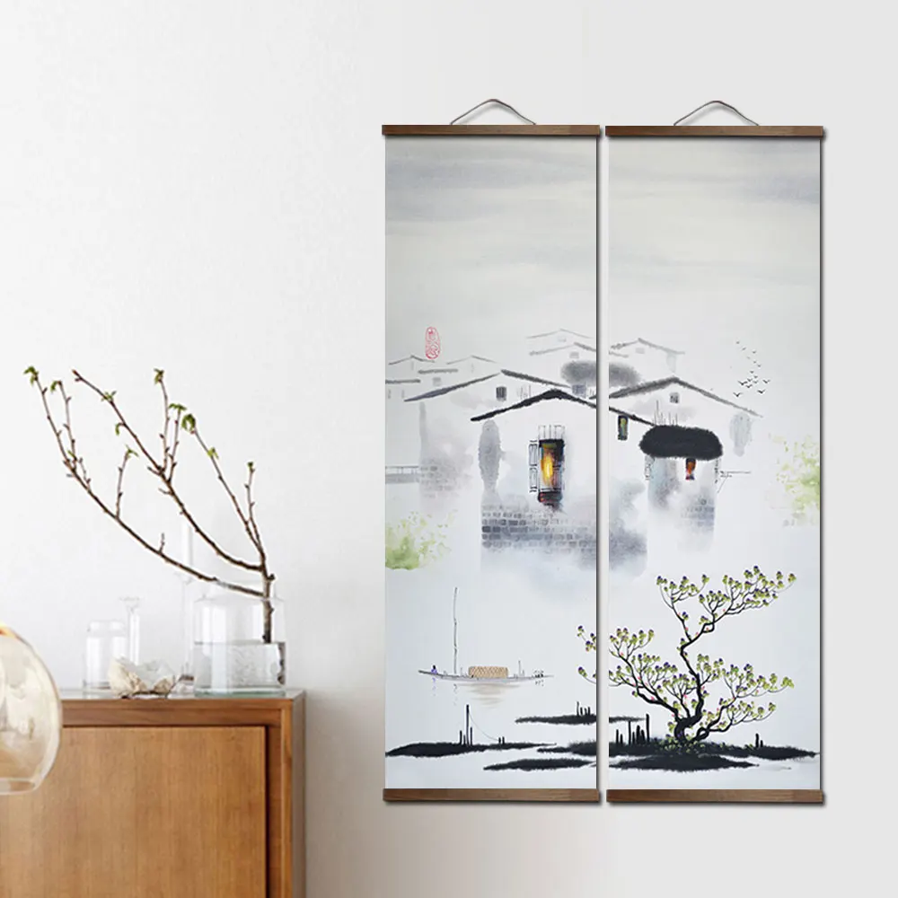 Chinese Style Landscape Green Plants Canvas Posters Prints Bedroom Living Room Wall Art Solid Wood Scroll Paintings with Frame 
Chinese Style Landscape Green Plants Canvas Posters Prints Bedroom Living Room Wall Art Solid Wood Scroll Paintings with Frame