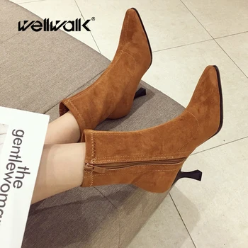 Ankle Boots Women Winter Shoes Mid High Heels Booties Suede Flock Bootee Woman 2019 Female Fashion Dress Booties Gothic Style
Ankle Boots Women Winter Shoes Mid High Heels Booties Suede Flock Bootee Woman 2019 Female Fashion Dress Booties Gothic Style