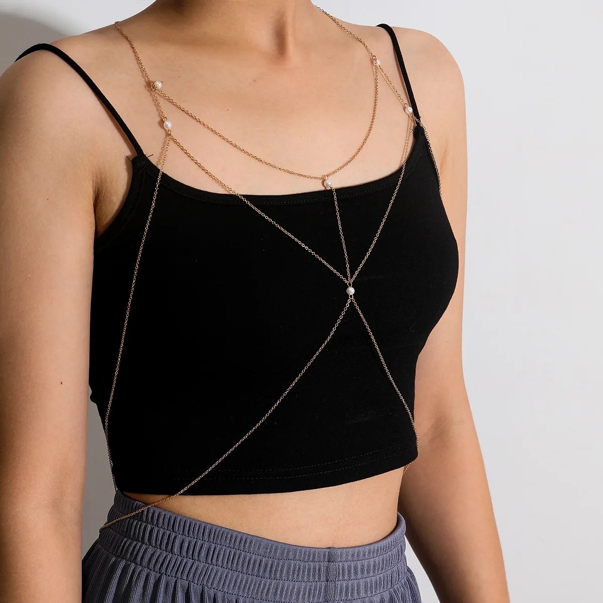 Europe and America Cross Border Ornament Handmade Sexy Geometry Cross Clothing Imitation Pearl Tassels Multilayer Simple Body Pe
Europe and America Cross Border Ornament Handmade Sexy Geometry Cross Clothing Imitation Pearl Tassels Multilayer Simple Body Pe