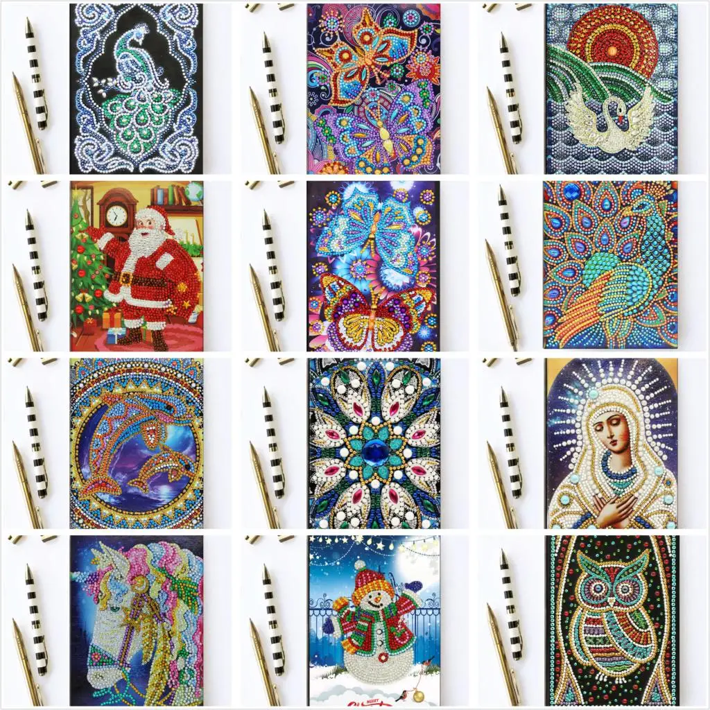 

Dpsupr Diy Art Diamond Painting Notebook Diary Full Round Diamond Mosaic Embroidery A5 64 Pages Owl Peacock Mandala Butterfly