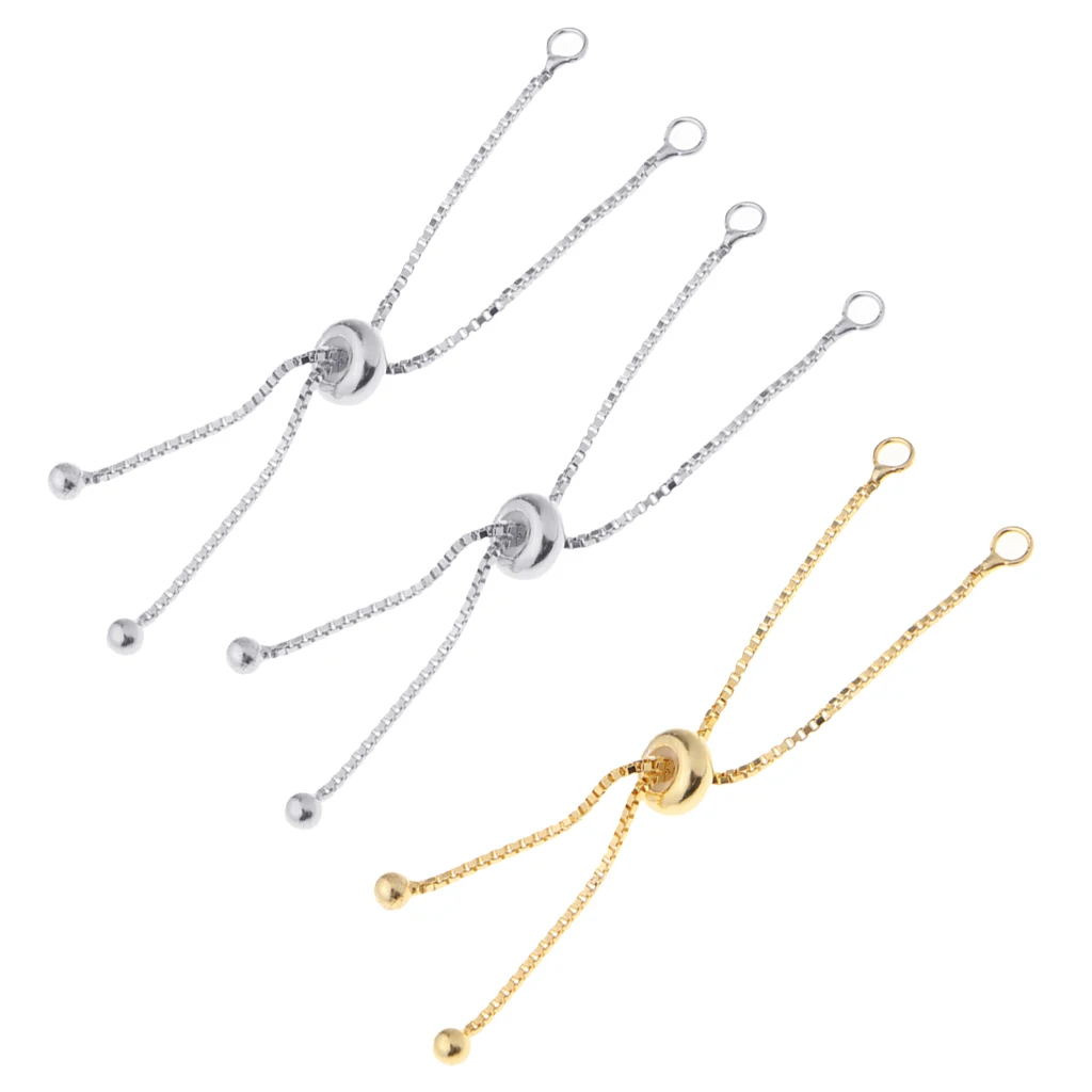 Prettyia S925 Silver Adjustable Slide Extender Chain For Bracelet 1.97inch Prettyia S925 Silver Adjustable Slide Extender Chain For Bracelet 1.97inch