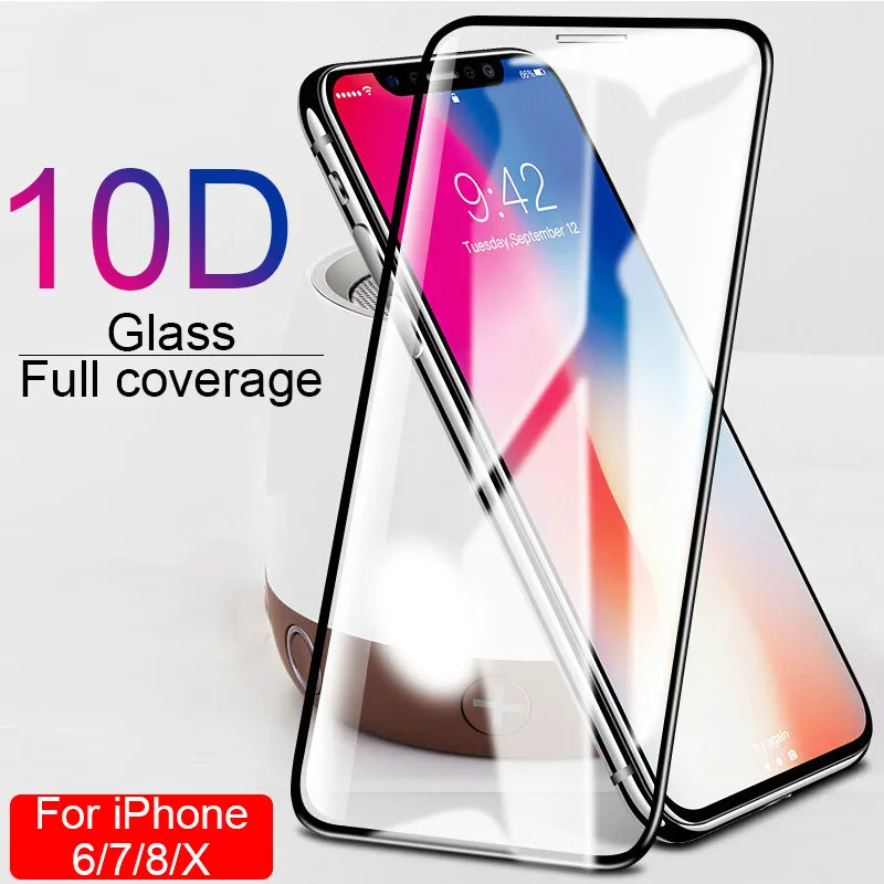 

10D Curved Edge Protective Glass on the For iPhone 7 8 6 6s Plus Tempered Screen Protector For iPhone 11 Pro X XR XS Max Glass