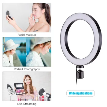20cm/8inch Mini LED Video Ring Light Lamp 3 Lighting Modes Adjustable Brightness USB Powered with Flexible Ballhead Adapter 
20cm/8inch Mini LED Video Ring Light Lamp 3 Lighting Modes Adjustable Brightness USB Powered with Flexible Ballhead Adapter