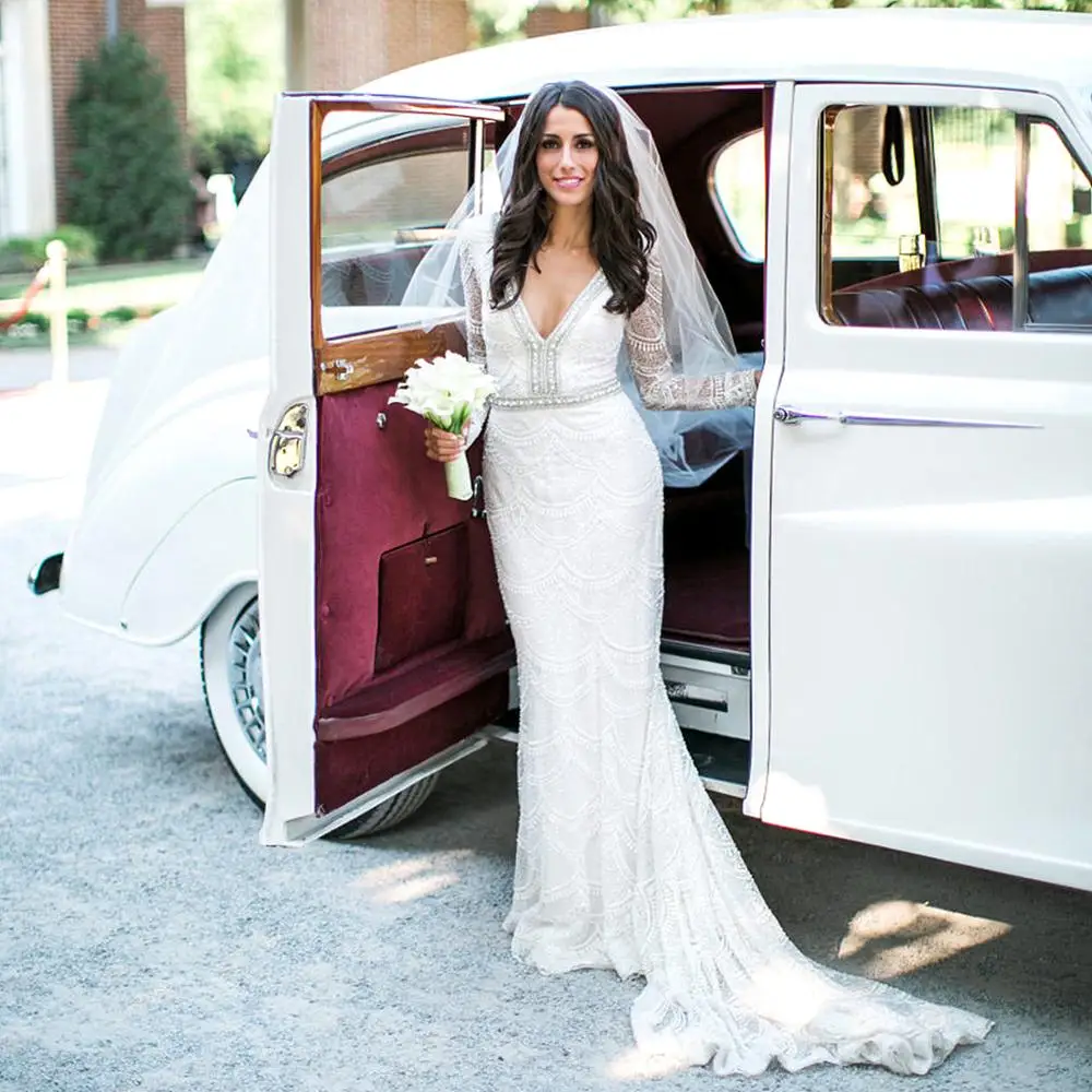 New Design Deep V neck Lace Mermaid Wedding Dress 2019 Dubai White Bridal Dresses Long Sleeves Formal Dresses Vestido de noiva
New Design Deep V neck Lace Mermaid Wedding Dress 2019 Dubai White Bridal Dresses Long Sleeves Formal Dresses Vestido de noiva