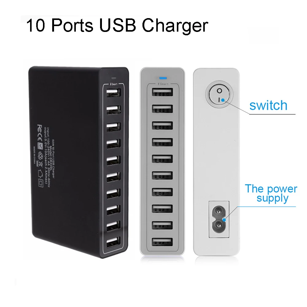 Многократное Зарядное устройство USB для быстрой зарядки 6 10 портов настольное зарядное 5 В 12А умная Быстрая