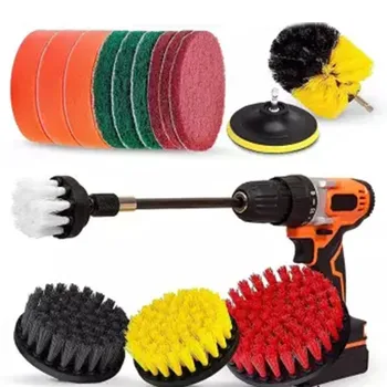 

15Piece Drill Brush Attachments Set Power Scrubber Brush Cleaning Kit Green Scouring Pads Household Supplies & Cleaning