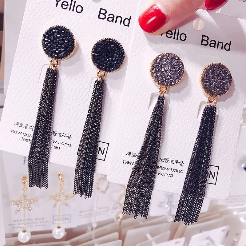 Alloy Big Tassel Earrings Clasp Long Fringe Crook Modish Jewelry Trendy Acrylic Eardrop Stud Dangler Circle Shiny Zircon Fashion
Alloy Big Tassel Earrings Clasp Long Fringe Crook Modish Jewelry Trendy Acrylic Eardrop Stud Dangler Circle Shiny Zircon Fashion
