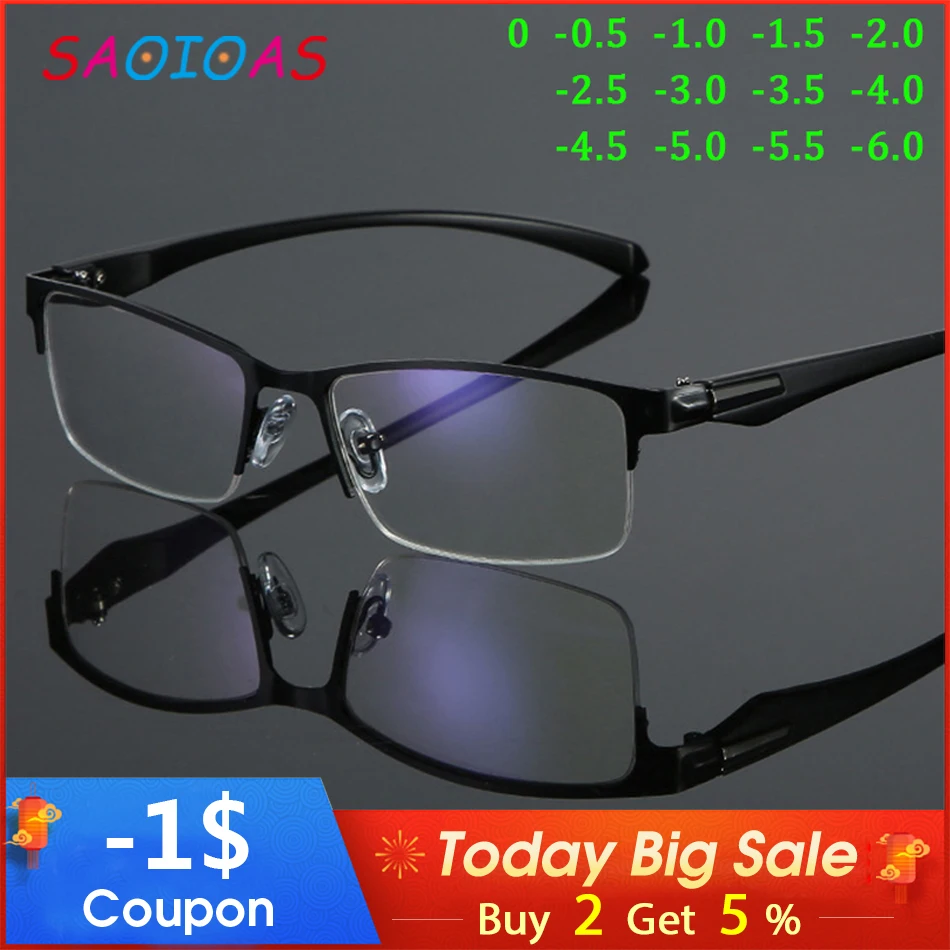 SAOIOAS Myopia Glasses Men Women High quality Half-frame Diopter Glasses Male Nearsighted Eyeglasses -1.0-1.5-2.0-2.5-3.0-3.5~-6 
SAOIOAS Myopia Glasses Men Women High quality Half-frame Diopter Glasses Male Nearsighted Eyeglasses -1.0-1.5-2.0-2.5-3.0-3.5~-6
