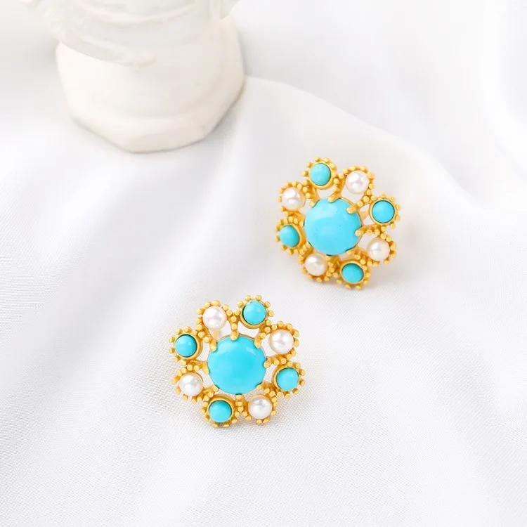 CMajor S925 Sterling Silver Elegant Temperament Delicate Sweet and Romantic Mosaic Pearl Turquoise Stud Earrings for Women
CMajor S925 Sterling Silver Elegant Temperament Delicate Sweet and Romantic Mosaic Pearl Turquoise Stud Earrings for Women