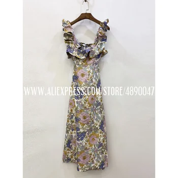 Romantic Floral Print Ruffled Sling Dress 2020 Spring Summer High quality women's Bohemian New Sexy Backless Linen Dress
Romantic Floral Print Ruffled Sling Dress 2020 Spring Summer High quality women's Bohemian New Sexy Backless Linen Dress