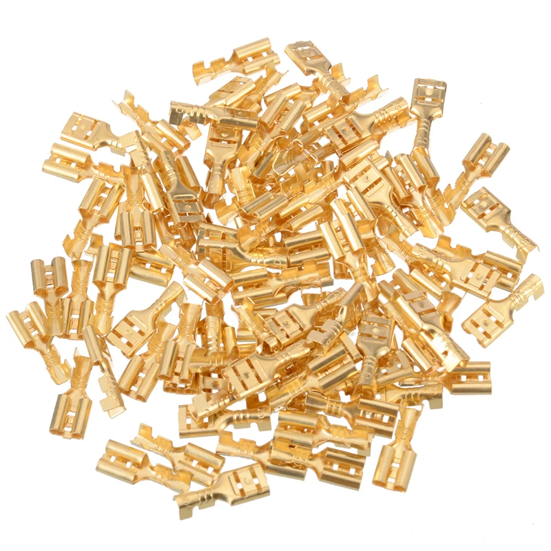 100pcs 4.8mm Brass Crimp Terminal 22~16AWG for Car Speaker Electric Female Spade Connectors with Plastic Insulating Sleeve
100pcs 4.8mm Brass Crimp Terminal 22~16AWG for Car Speaker Electric Female Spade Connectors with Plastic Insulating Sleeve