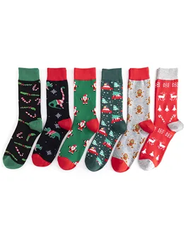 

Men Christmas Socks Cartoon Print Dinosaur Deer Ribbed Closing Novelty Clothing Accessories