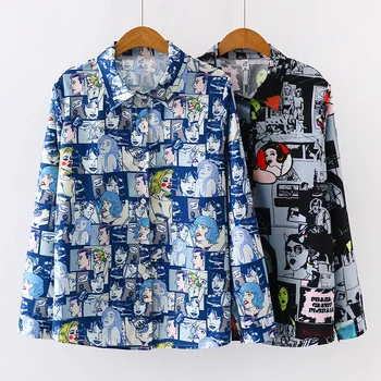 Fashion Long Sleeve Graffiti Blouse Lapel Shirt Women Vintage Blouse Casual Print Shirts
Fashion Long Sleeve Graffiti Blouse Lapel Shirt Women Vintage Blouse Casual Print Shirts