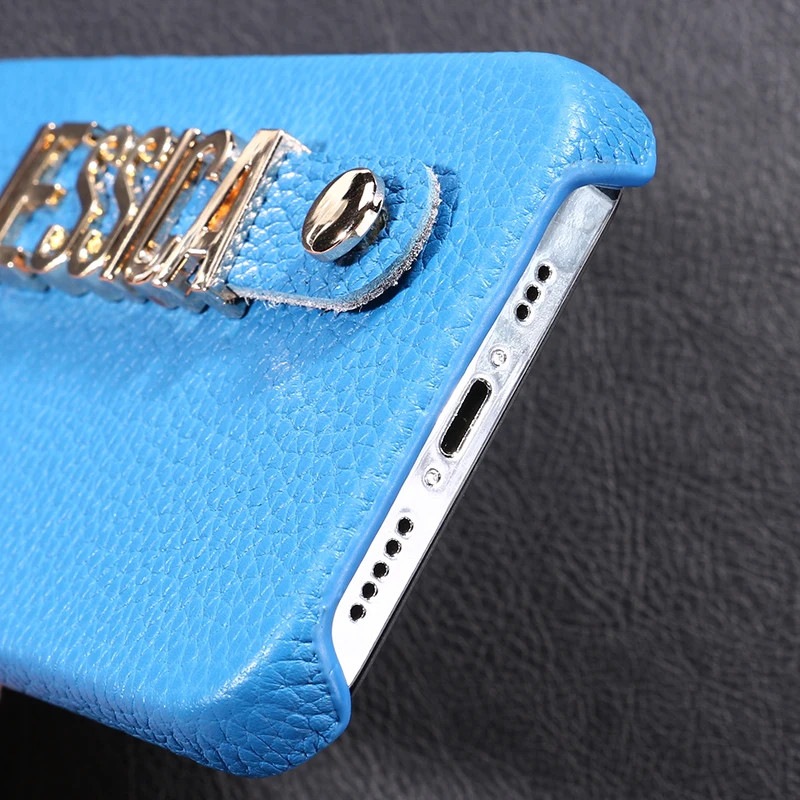 Customised Luxury Cowhide Leather  Case For iPhone with holder