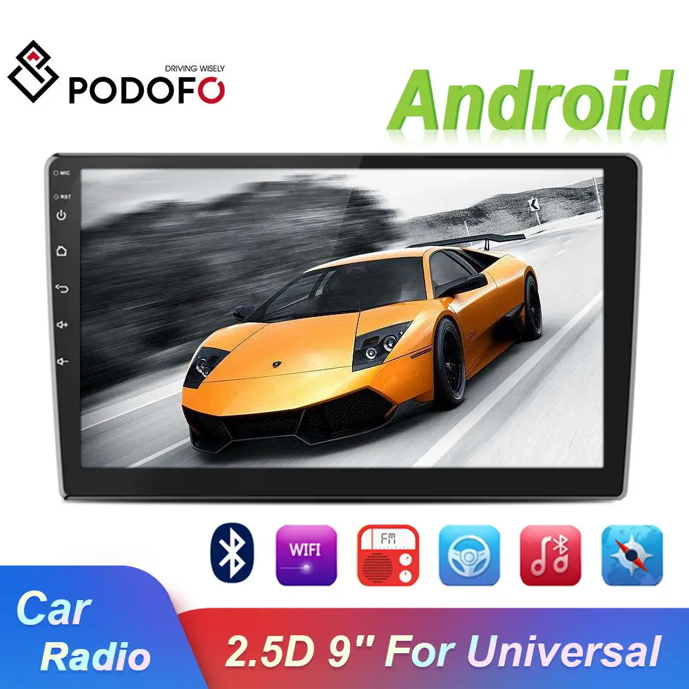 Podofo 9 'ɲ Din Android автомобильное радио GPS Автомобильный мультимедийный плеер