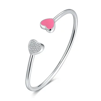 New Arrival Silver Plated Jewelry Love Women Cuff Bracelets Bangles Charms Pink Open Heart Shape Solid Birthday Gift For Friend
New Arrival Silver Plated Jewelry Love Women Cuff Bracelets Bangles Charms Pink Open Heart Shape Solid Birthday Gift For Friend
