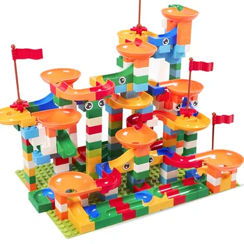 74-296 pcs Marble Run Race Maze Balls Track Building Blocks ABS Funnel duplo Large Slip Bricks Compatible LegoINGlys kids gifts