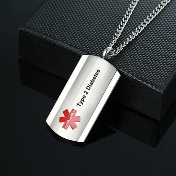 Dog Tag Medical Alert ID Necklace For Men silver color Stainless Steel Pendant Type 2 Diabetes Jewelry
Dog Tag Medical Alert ID Necklace For Men silver color Stainless Steel Pendant Type 2 Diabetes Jewelry