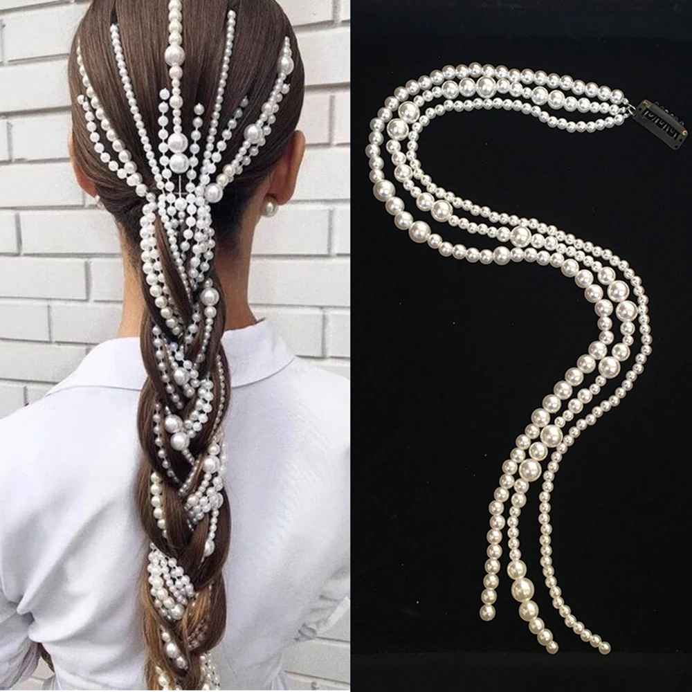 Punk Bohemian Ponytail Hair Extension Chain Wedding Hair Accessories Jewelry Pearl Metal Hair Extension Clip For Women
Punk Bohemian Ponytail Hair Extension Chain Wedding Hair Accessories Jewelry Pearl Metal Hair Extension Clip For Women