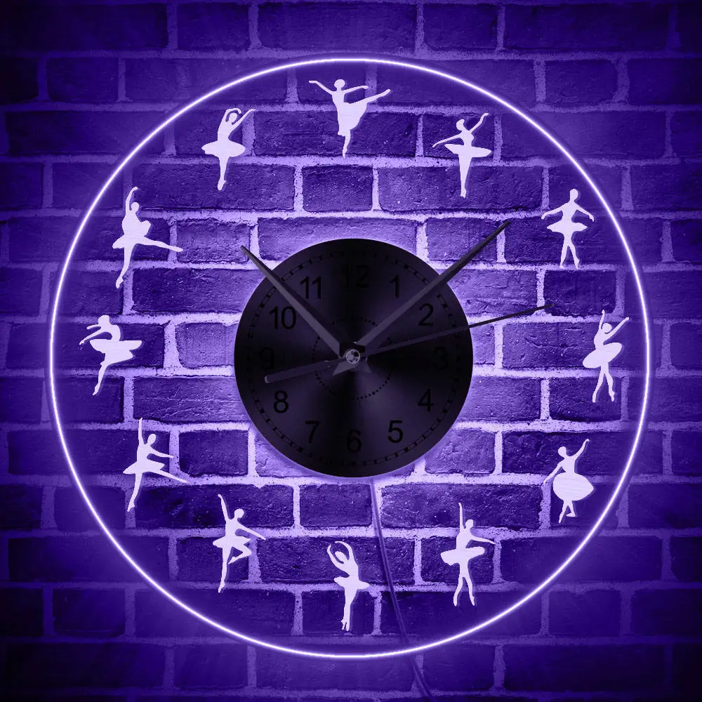 Ballet Dancer Silhouette Multi Color Changing Wall Clock Ballerina Gift Dance Studio Wall Light Modern LED Luminous Wall Clock
Ballet Dancer Silhouette Multi Color Changing Wall Clock Ballerina Gift Dance Studio Wall Light Modern LED Luminous Wall Clock