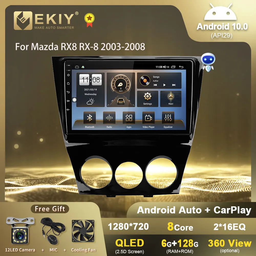 Автомагнитола EKIY T7 QLED DSP Android 10 для Mazda RX8 RX-8 2003-2008 мультимедийный видеоплеер стерео