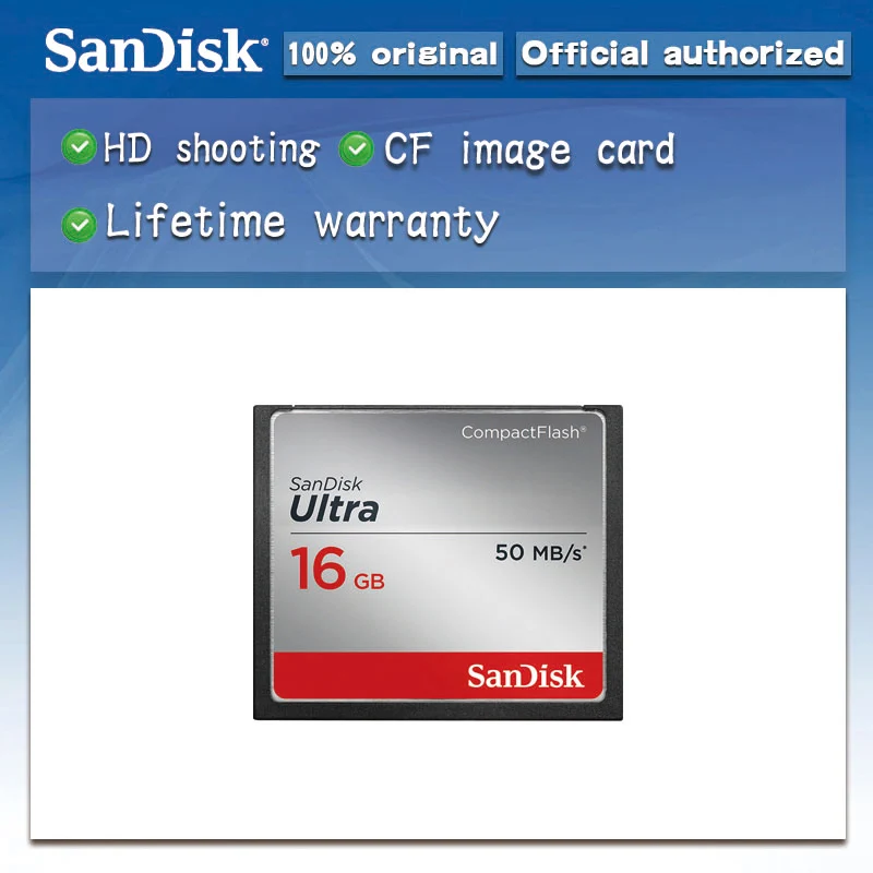 Original Genuine SanDisk Fit Ultra Memory Card CF Compact Flash 50 MB/s cf card 32gb 16gb 8gb Support official verification |