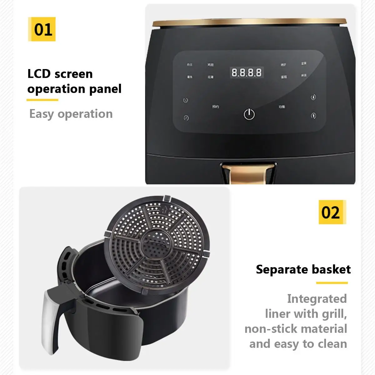 1400W Smart Air Fryer Electric Oilless Cooker with LCD Screen Operation PanelHome Large Capacity Multifunction Health Fryer 1400W Smart Air Fryer Electric Oilless Cooker with LCD Screen Operation PanelHome Large Capacity Multifunction Health Fryer